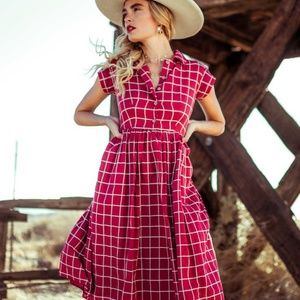 Clad and cloth red plaid dress